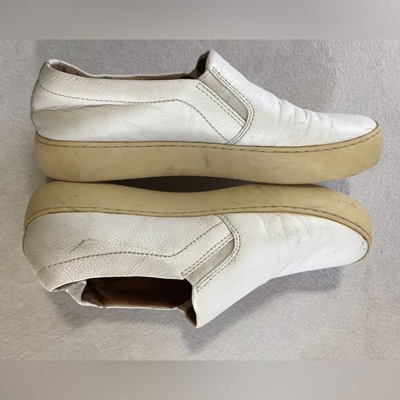 Frye womens 8 white leather slip on loafers sneakers casual athleisure minimal - Picture 8 of 8